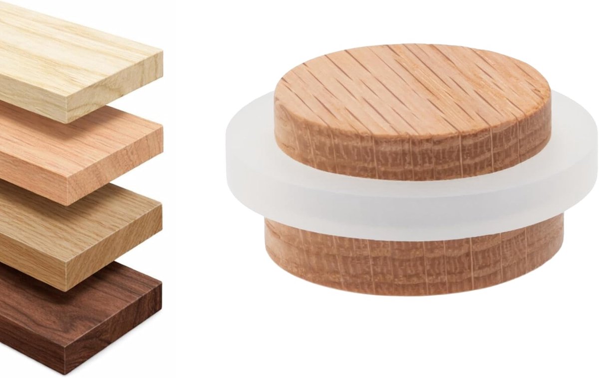 Houten Deurstopper - Vloerstopper - Muren Beschermen - Zelfklevende Montage - 37x22mm - Rood Eiken