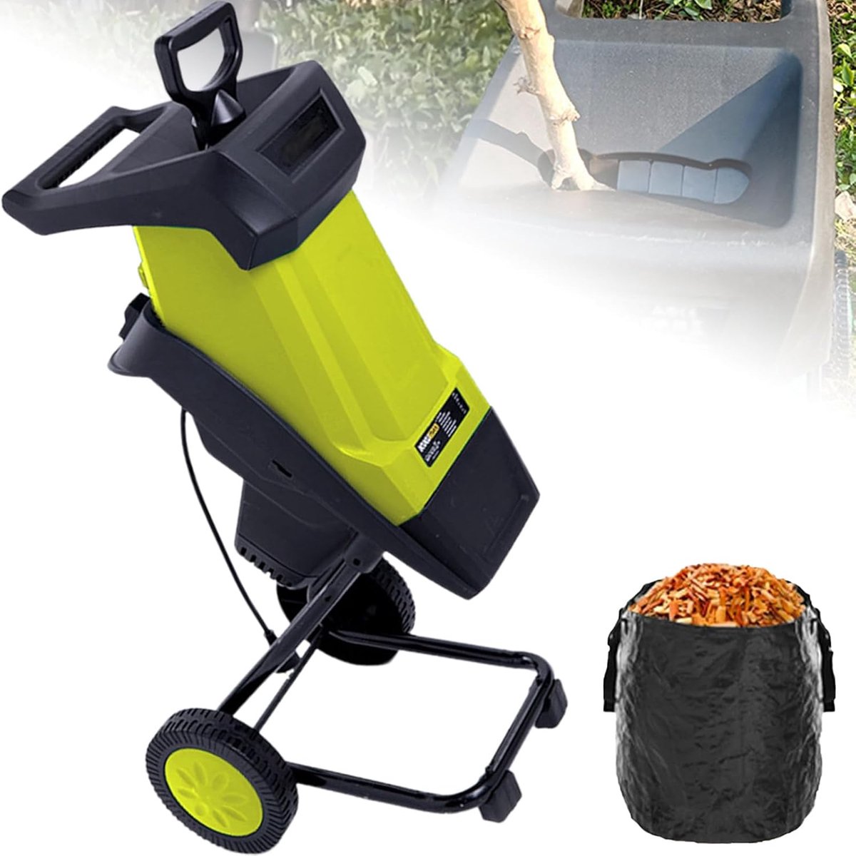 Elektrische Houtversnipperaar - Tuinafval Mulcher - Tuinonderhoud Vereenvoudigen - Krachtige 2400W Motor - 40mm Snijdiameter - Geel