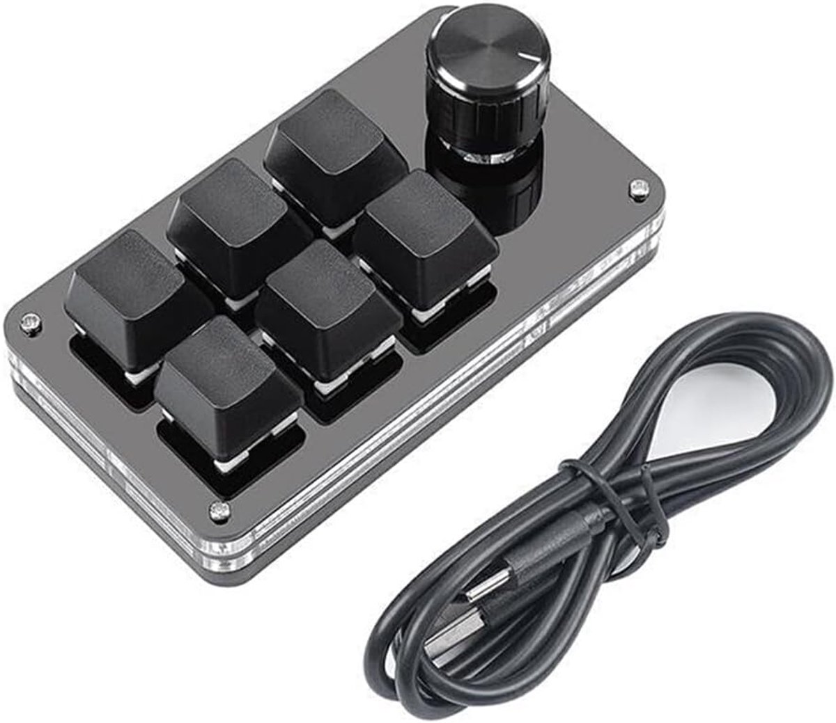 Programmeerbaar Mini Toetsenbord - Mechanisch Shortcut Keypad Driverless - Macro Toetsenpaneel met Draaiknoppen - voor Windows Linux - Compact Sorteersysteem voor Office Gaming en Studio - Zwart