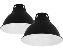 Reptielenlamp Scherm - Warmtelamp Kap - Terrarium Verlichting - Temperatuur Bestendig - 2 Stuks 15cm - Zwart
