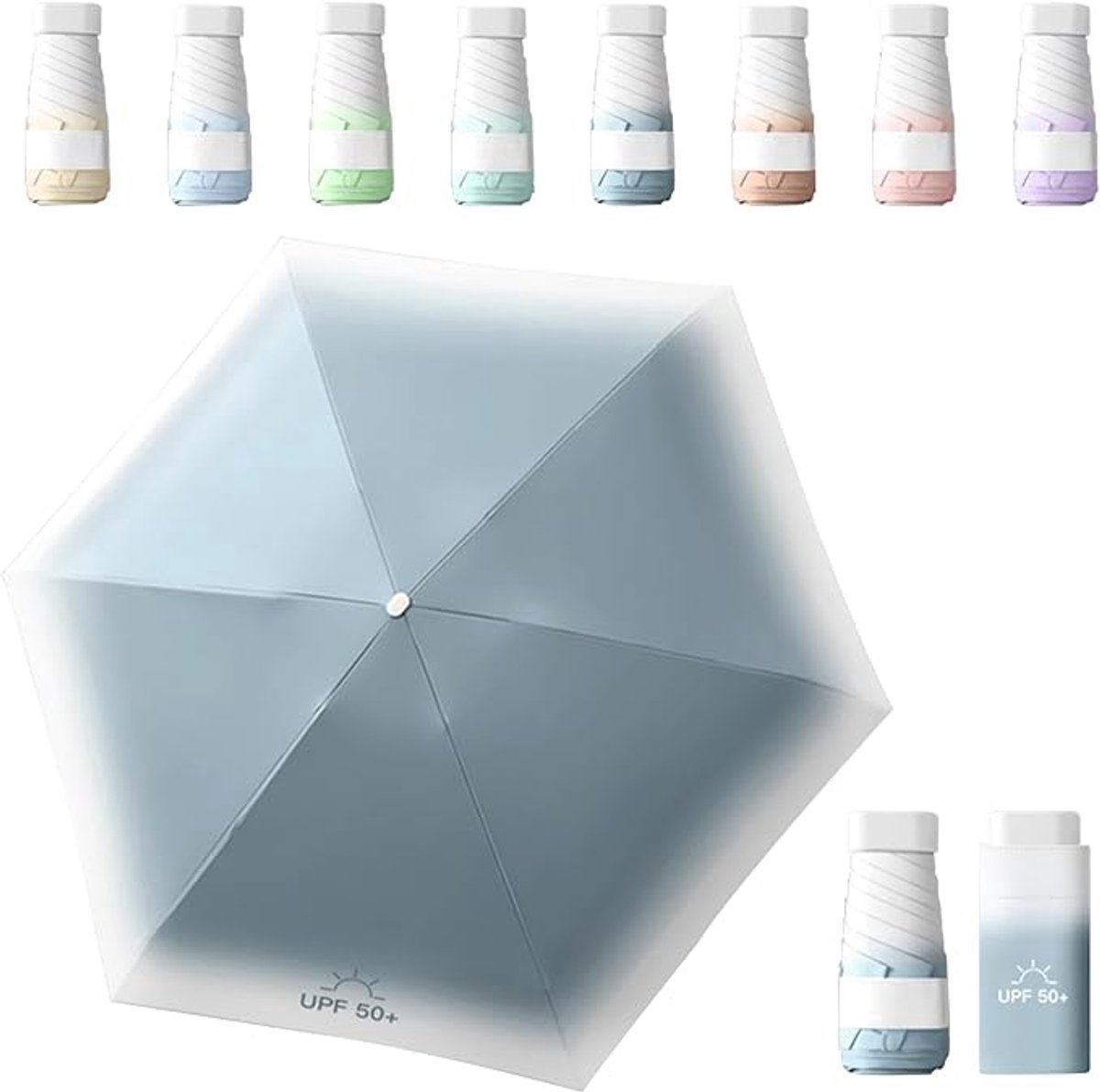 COOAU - Mini Zak UV Beschermings Parasol - UPF 50+ Compact Opvouwbare Zonnescherm - Lichtgewicht Kleine Capsule Paraplu voor Vrouwen Buiten Reizen Zon en Regen