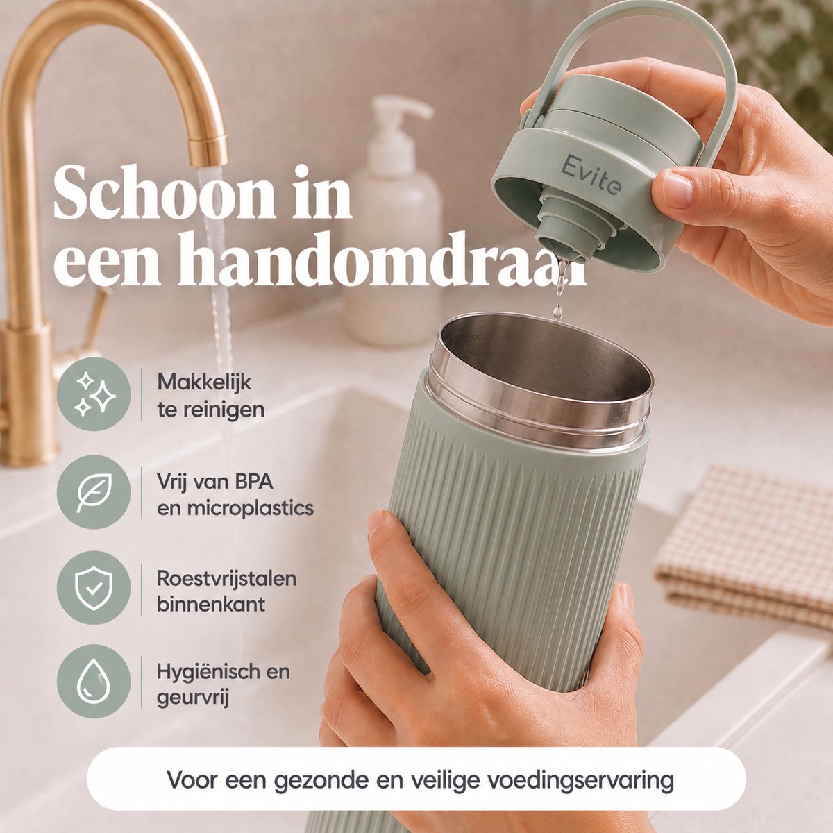 Evite Draagbare Melkkoeler - 700 ml - Ideaal voor Onderweg, Werk & Reizen - RVS - Inclusief 2 BPA-Vrij Bewaarflessen - 24u Koeling thumbnail 8
