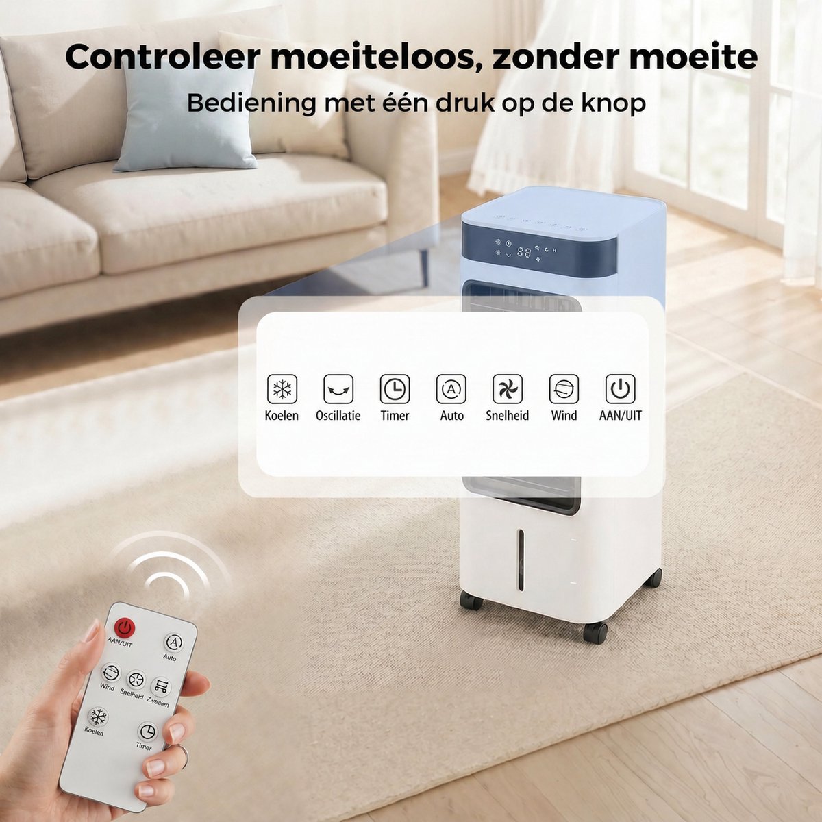 Sogiol - 3-in-1 verdampingsluchtkoeler - Mobiele Airco - met Afstandsbediening & 12-uurs Timer - ontvochtiger kleine &draagbare airconditioner — afbeelding 10