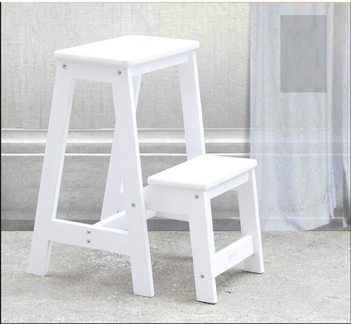 Opstapje - Krukje Ladder - Huiswerk Hulp - Dubbelzijdig Bruikbaar - 55 cm Hoog - Multicolor