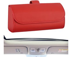 Zonnebril Houder - Auto Opbergbox - Veilig Rijden - Eenvoudige Montage - 18.6 x 9.8 cm - Rood