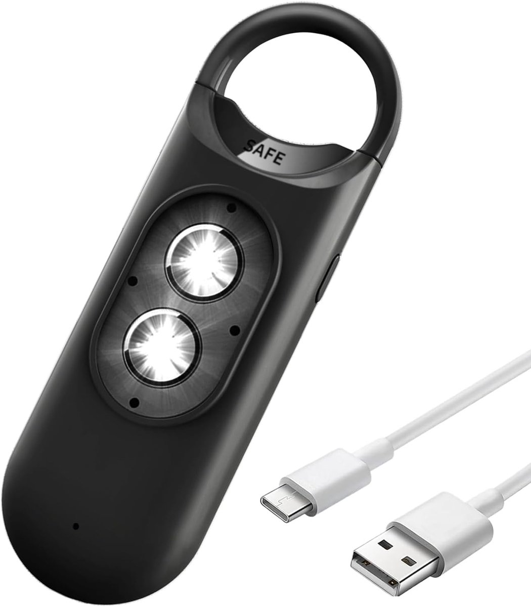 Persoonlijk Alarm - Noodapparaat - Veilig Gevoel - 130 dB Stroboscoop - 9.9 x 3.2 cm - Zwart