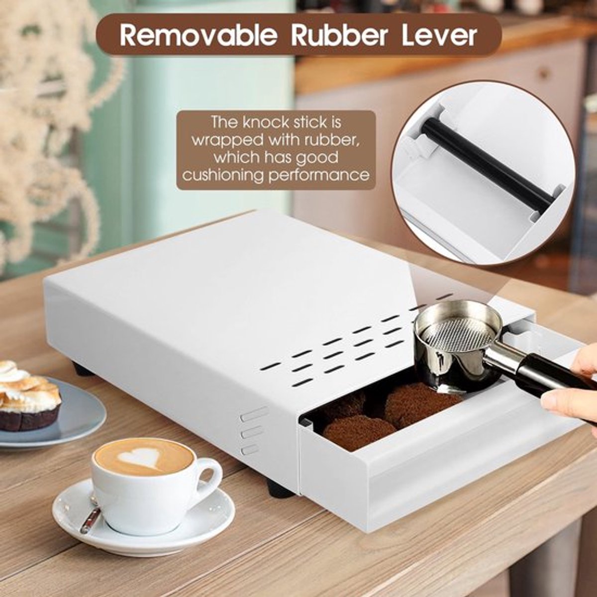 Store_8 - Koffieklopbox - Roestvrij staal - Duurzaam en gebruiksvriendelijk - Wit