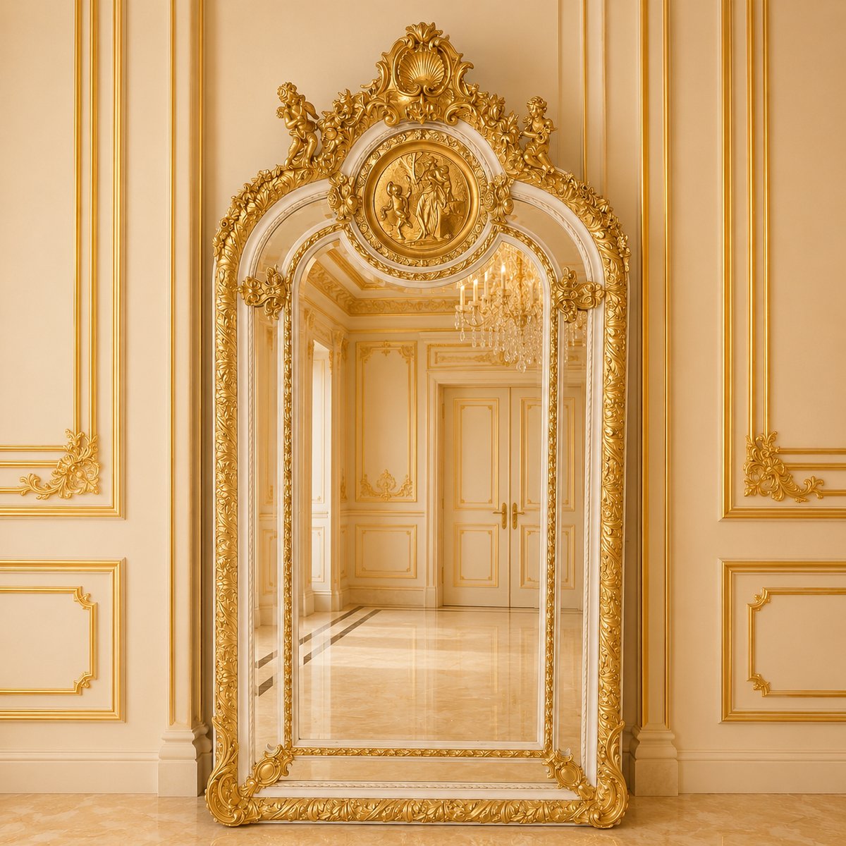 Barok Spiegel XL Camille Goud-Crème