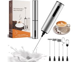 Elektrische Melkopschuimer - Roestvrij Staal - USB-C Oplaadbaar - 3 Snelheden - Voor Koffieliefhebbers
