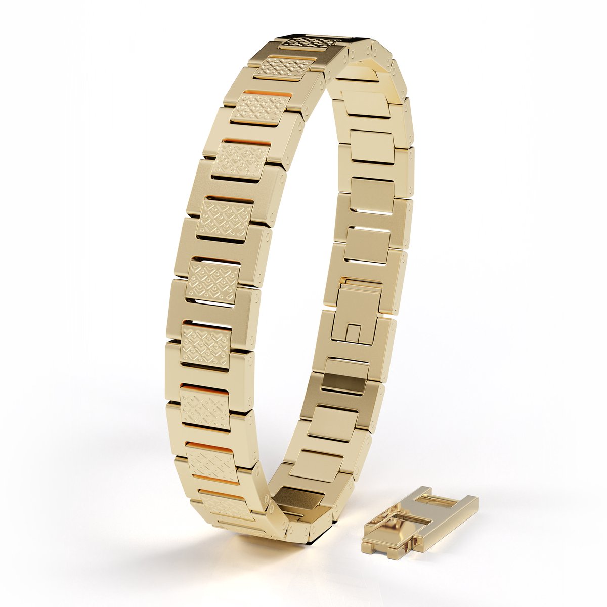 SERASAR | Premium roestvrijstalen armband voor heren [Power] | 316L chirurgisch staal | Waterdicht | Veilige sluiting | Goudkleurig, 23 cm | Inclusief sieradendoosje