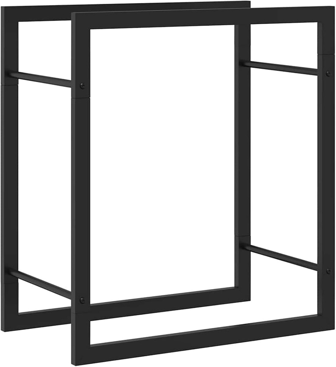 Brandhoutrek Staal - Houtopslag Standaard - Droog Hout Opslaan - Weerbestendig Ontwerp - 50 x 28 x 56 cm - Zwart