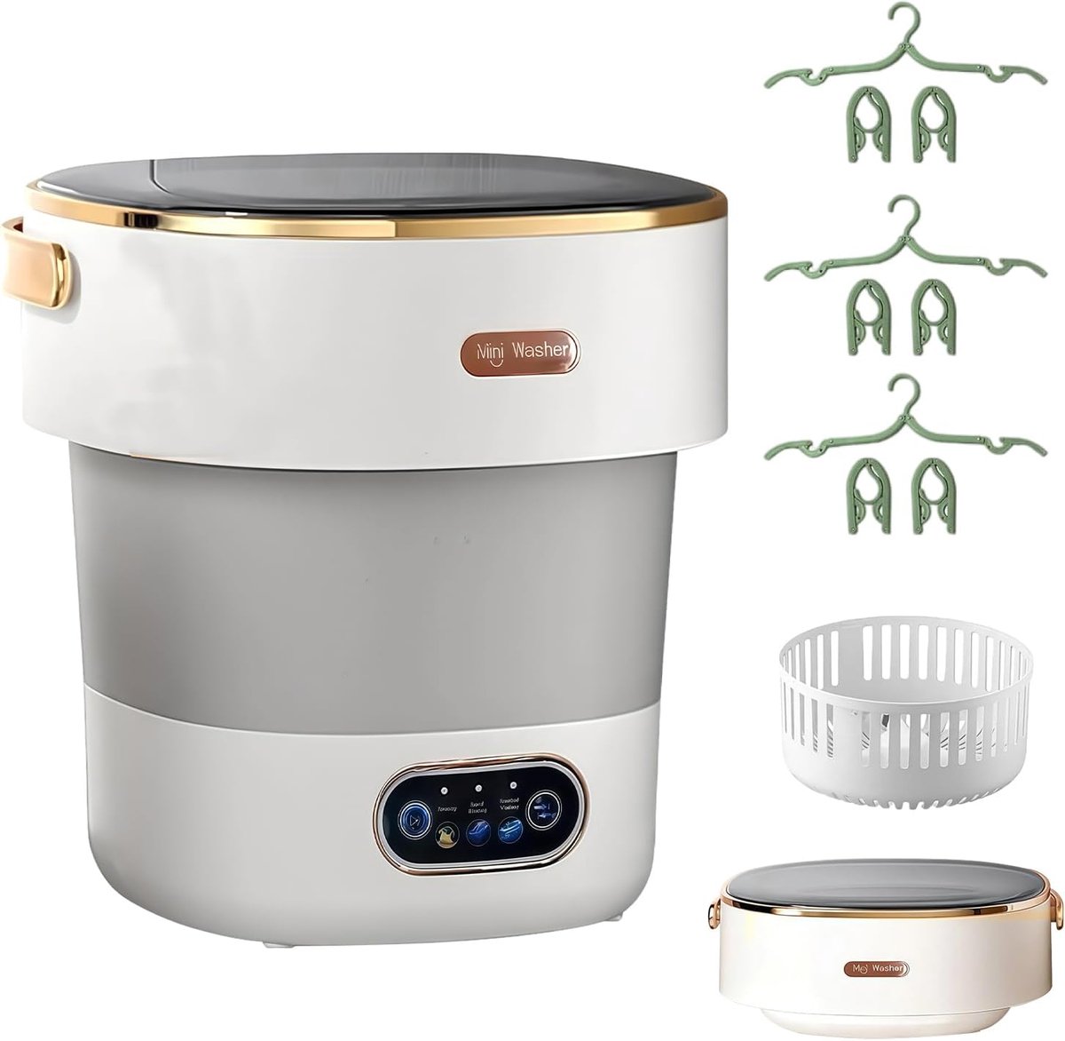 Opvouwbare Mini Wasmachine Reis Wasmachine Kleine Was 2-in-1 Centrifuge 15 Liter Capaciteit Grijs