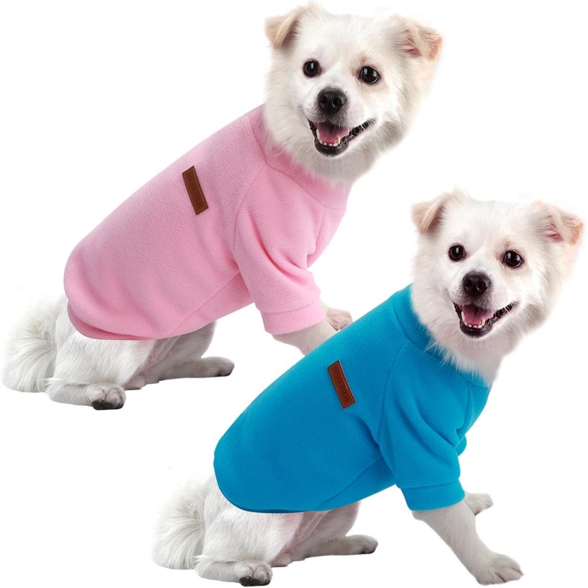 Hondenhoodie voor Kleine Honden, Warm en Lichtgewicht Sweatshirt met Zachte Textuur, Ideaal voor Chihuahua's en Andere Rassen, 2 Stuks in Roze en Blauw, Maat L