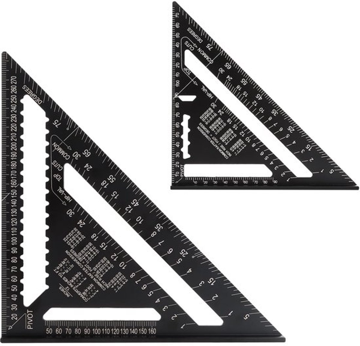 MTTProducts - Metalen Hoekmeter - Set van 2 - 18cm en 30cm - Triangulaire