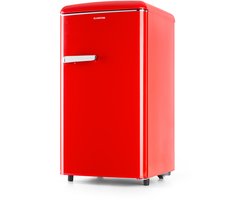 Klarstein Diepvriezer Laika 60 Liter Gesamtvolumen, Thermostaat met 5 standen, 0 tot 18 °C, vrijstaand, retro design, rood - Vrieskast Diepvrieskast - voor Keuken - 4-Sterren Compact - Thermostaat - Freezer - Vrieskast Klein