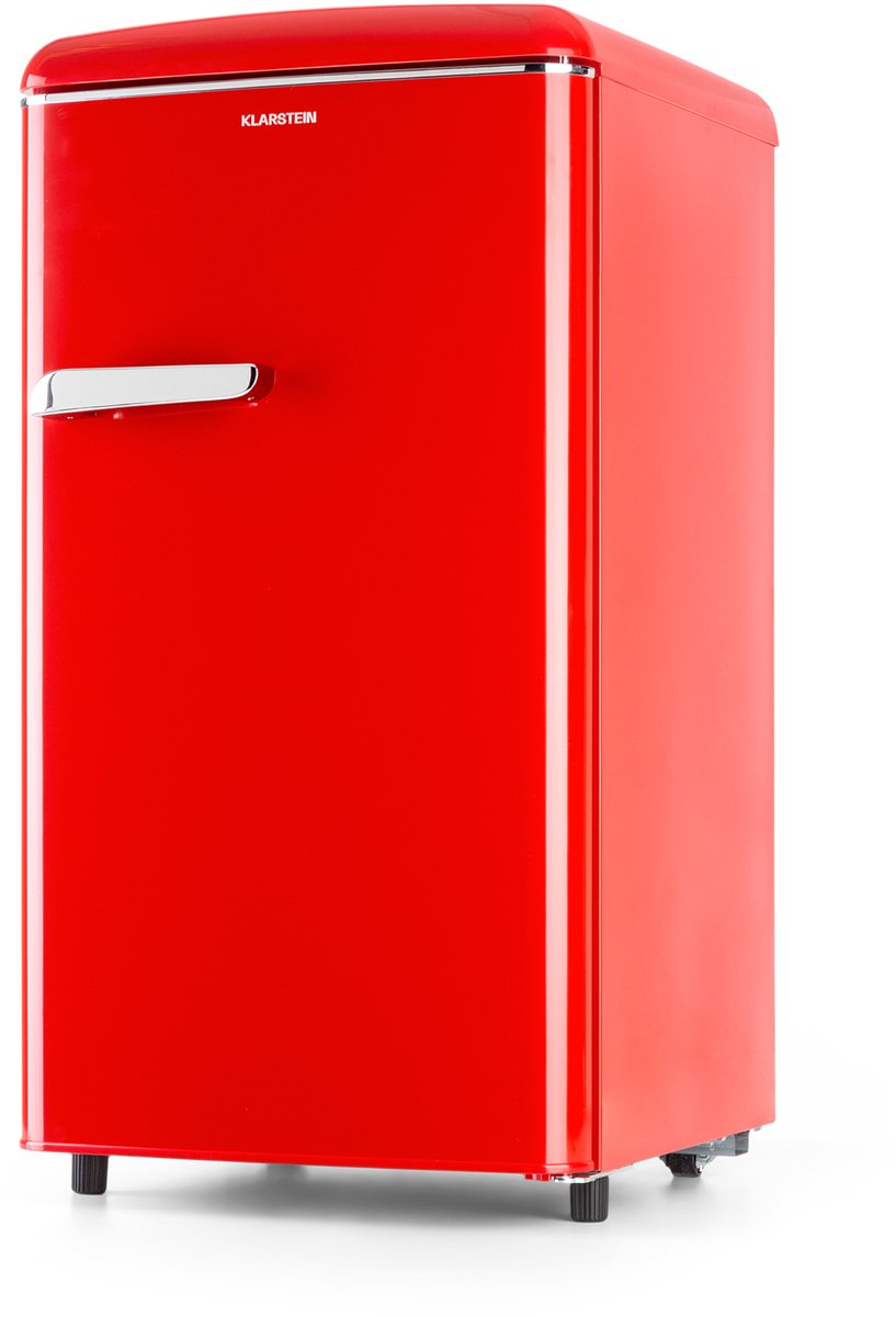 Klarstein Diepvriezer Laika 60 Liter Gesamtvolumen, Thermostaat met 5 standen, 0 tot 18 °C, vrijstaand, retro design, rood – Vrieskast Diepvrieskast – voor Keuken – 4-Sterren Compact – Thermostaat – Freezer – Vrieskast Klein
