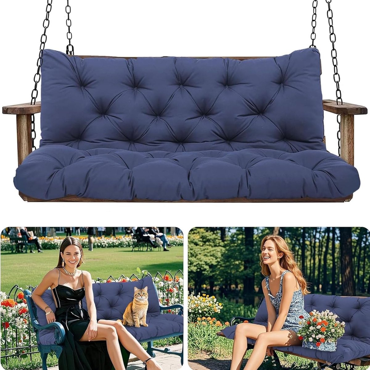 Schommelkussen Buiten - Terraskussen Bankkussen - Buiten Ontspannen - Waterdichte Polyester Stof - 150 x 100 cm - E