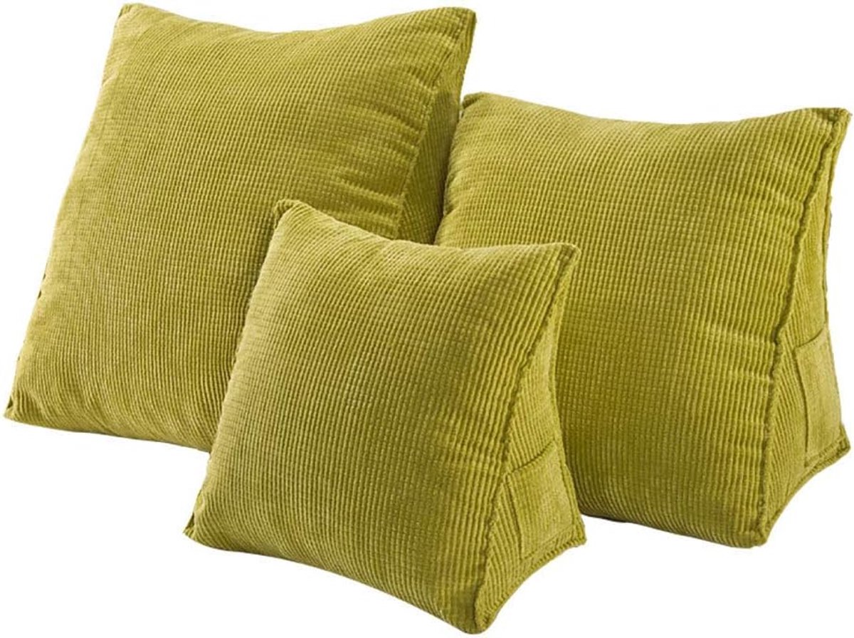 Leeskussen Rugsteun - Kussen Bank Bed - Ontspannen Zitten - 360 Graden Ondersteuning - 47x45x23CM - Groen