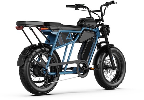 A-Spadz CAVET Air Plus - Elektrische Fatbike - Inclusief Achterzitje - Inclusief Tasjes - Inclusief Voetsteuntjes - 20 Inch - 250W Motor - 7 Versnellingen - 100 km Actieradius - Hydraulische Schijfremmen - Blauw — afbeelding 4
