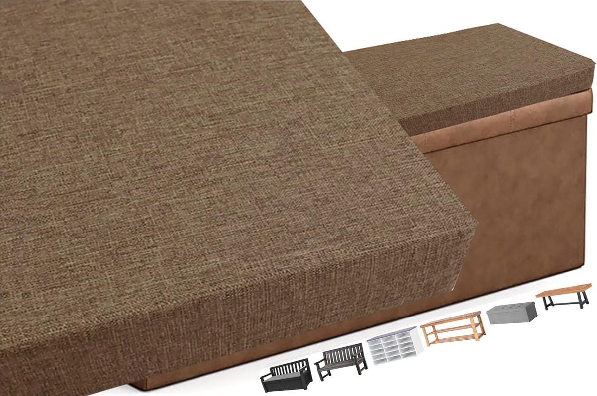 Bankkussen - Zitkussen Tuinbank - Comfortabel Zitten - Afneembare Hoes - 25 x 220 cm - Lichtbruin