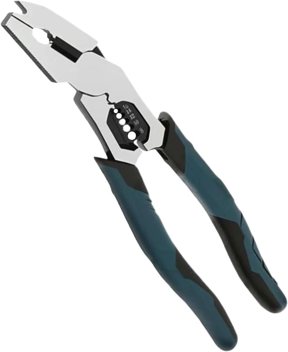 Krimptang Multifunctioneel - Kabelstripper - Elektrisch Werk - 6-in-1 Functie - 23 cm - Grijs