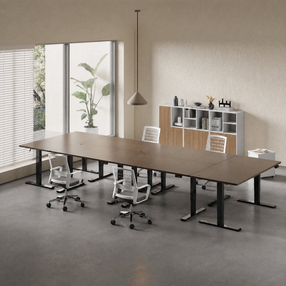 Devoko Elektrisch Zit-Sta Bureau 160x80 cm – 18 mm Dik Tafelblad – 3 Geheugenstanden – USB en Zit-alarm – Kabelmanagement – Zwart frame met walnootkleurig blad