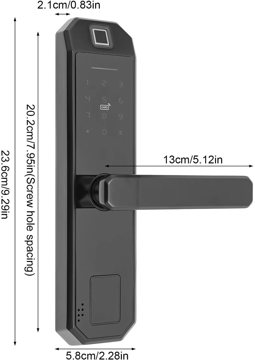 Innovastore Slim vingerafdrukdeurslot - Slimme Deurslot - Deurklink met vingerafdruk - Deurklink met code - Anti inbraak - Zwart