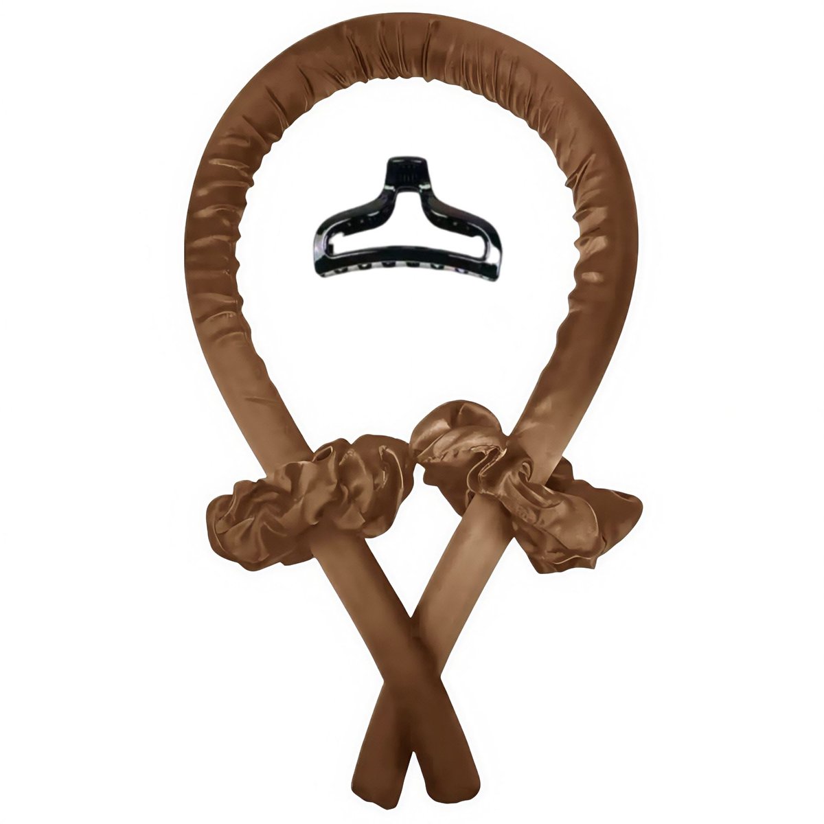 Deze 4-delige set met hittevrije krultang bevat een zachte en comfortabele krultang, twee haarelastiekjes en een haarclip, perfect voor het krullen van je haar 's nachts of voor dagelijks gebruik,Chocolade,4件套