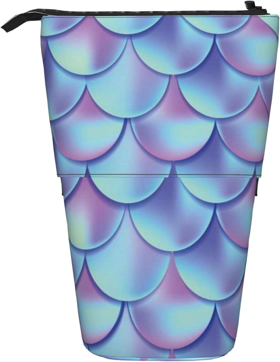 Staand etui - Potloodhouder tas - Kantoor organiseren - Telescopisch ontwerp - 7x14.5 cm - Mermaid Scales