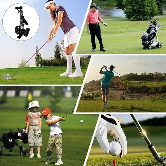 Golfkar Drie Wielen - Golf Trolley Opvouwbaar - Golfen Gemakkelijk Maken - Lichtgewicht Aluminium Frame - 162 cm Lengte - Zwart — afbeelding 2