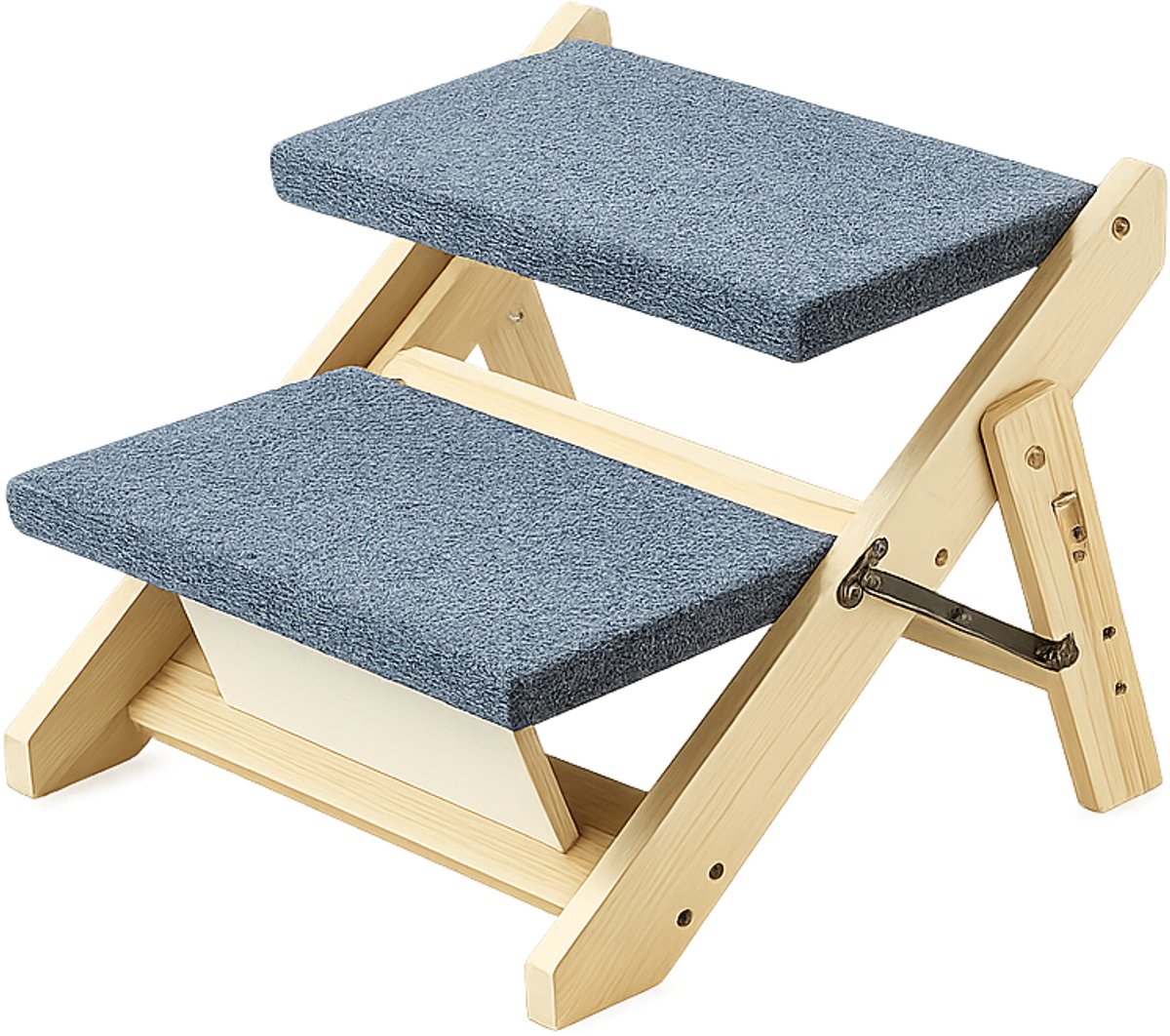 Brandistry - Huisdierentrap en Opritcombinatie - Hondentrap - 2 Steps - 2-in-1 Loopplank Honden en Katten - Opvouwbaar - Hout