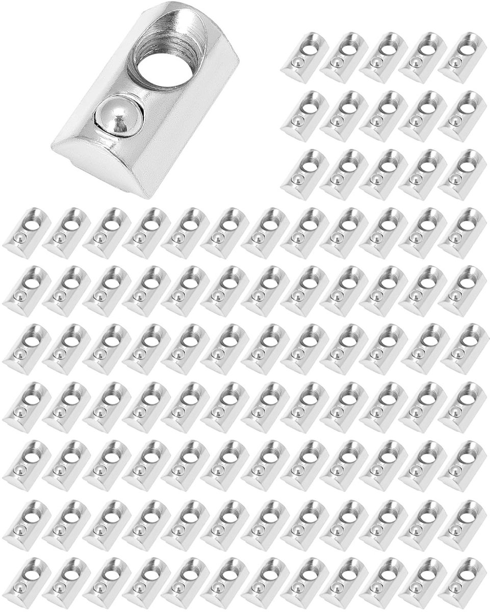 100 stuks M8 borgmoeren met bal - verzinkt koolstofstaal - 8mm schroefdraad - geschikt voor aluminium profiel 40x40, stevige bevestiging en corrosiebestendig
