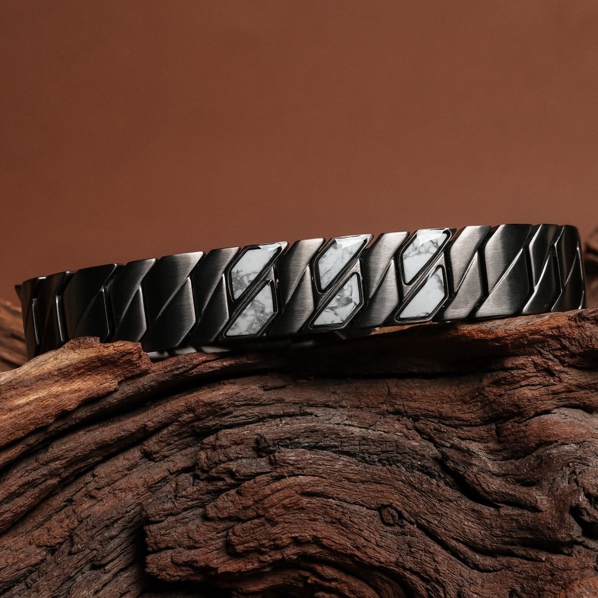 Holzkern Armband Bariton (Howliet & Donkergrijs)