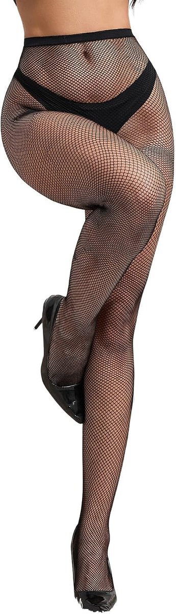 ohmydear Women's Curvy Fishnet Tights Sexy Stockings High Waist Latin Dance Stockings Black Oversize Elastic Women - ShopVlot