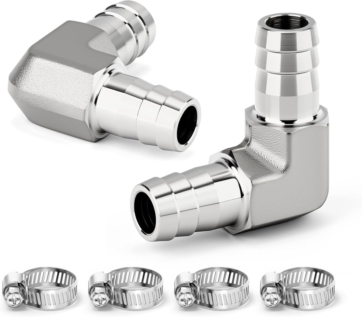 2pcs 90 Degree Elbow Hose Barb Fittings, 304 Stainless Steel 16mm Barb L Shaped Connector for Fuel/Air/Liquid/Gas with - ShopVlot