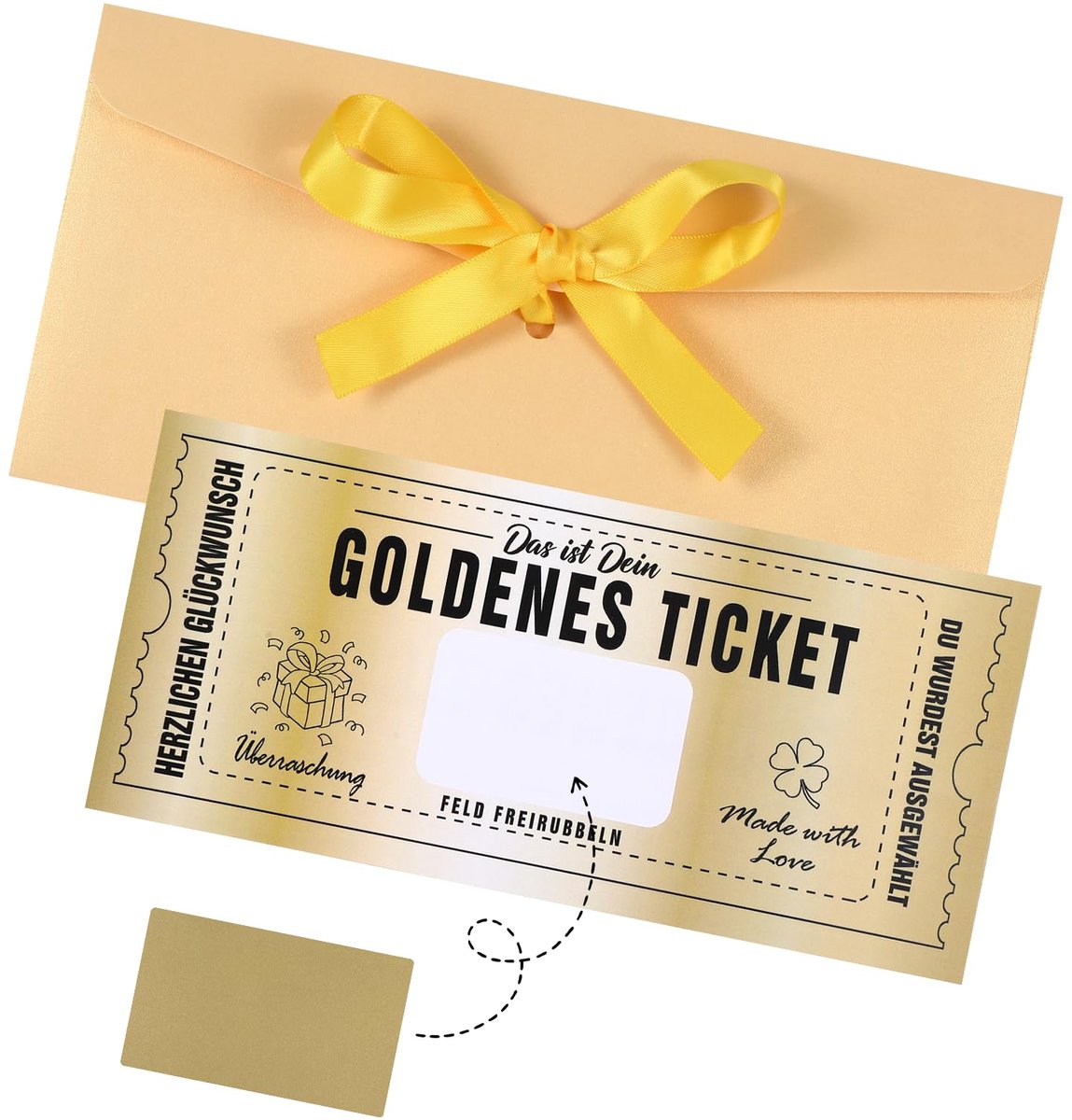 Gouden ticket bon om zelf in te vullen, kraskaarten zelf maken als persoonlijk cadeau, elegante cadeaubonkaart voor - ShopVlot
