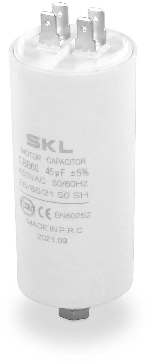 DL-pro Capacitor motor capacitor 45µF 450V Ø45x95mm universal with 6.3mm AMP plug flags and fixing screw M8 CBB60 - ShopVlot
