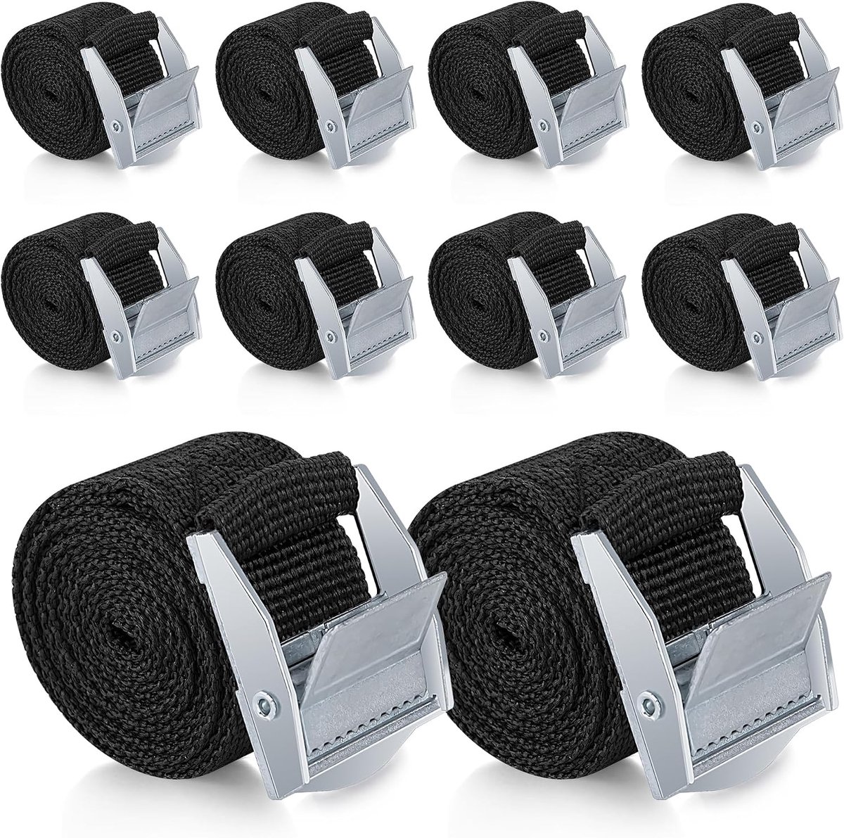 Pack of 10 Ratchet Straps for Car Trailer Luggage 2.5 x 100 cm - ShopVlot