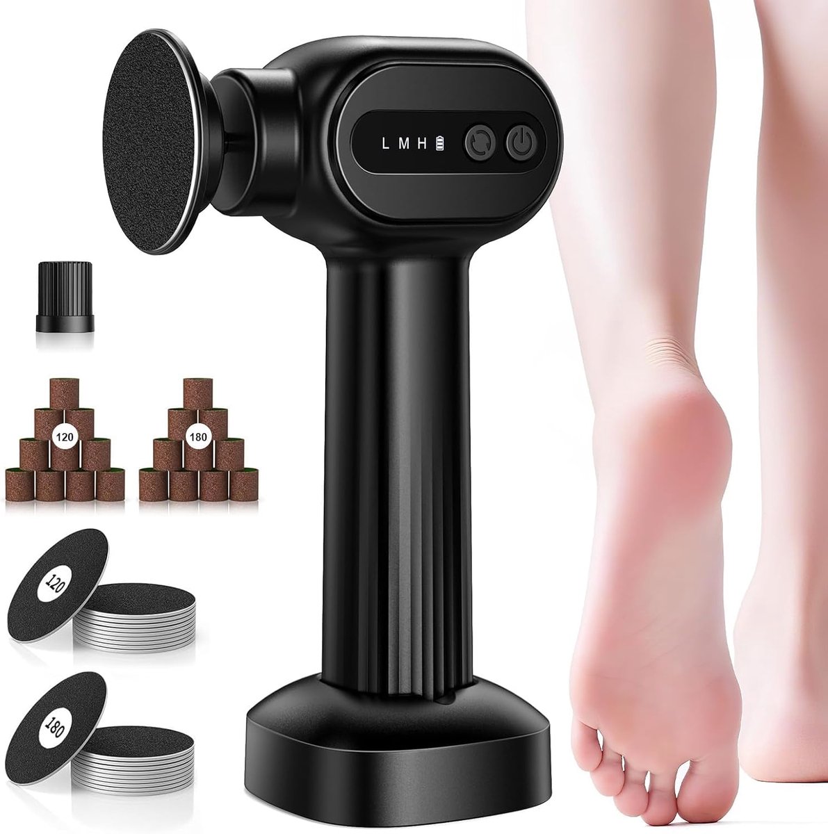 Upgrade Elektrische Eeltverwijderaar - 2-in-1 Voet Eeltverwijderaar - 6 Standen Oplaadbaar Pedicure Set - IPX7 Waterdicht - voor Droge, Harde & Gebarsten Huid - 1 Set