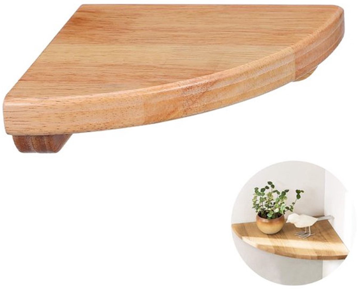 KZQ Opbergplank – Wandgemonteerde hoekplank – Wandplank - Multifunctioneel waaierdesign – Geschikt voor kleine ruimtes in badkamers en slaapkamers – 20 cm – Bruin