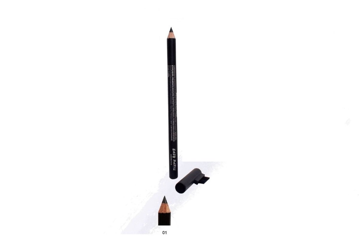 Easy Paris Cosmetics - Oogpotlood - Wenkbrauwpotlood - Extra Waterproof - Met kammetje - Zwart - 1 Stuks