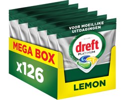 Dreft Platinum Vaatwastabletten - Citroen - Krachtig Zelfs Bij Moeilijke Uitdagingen - Reinigt Vette Filters - 6 x 21 Vaatwascapsules