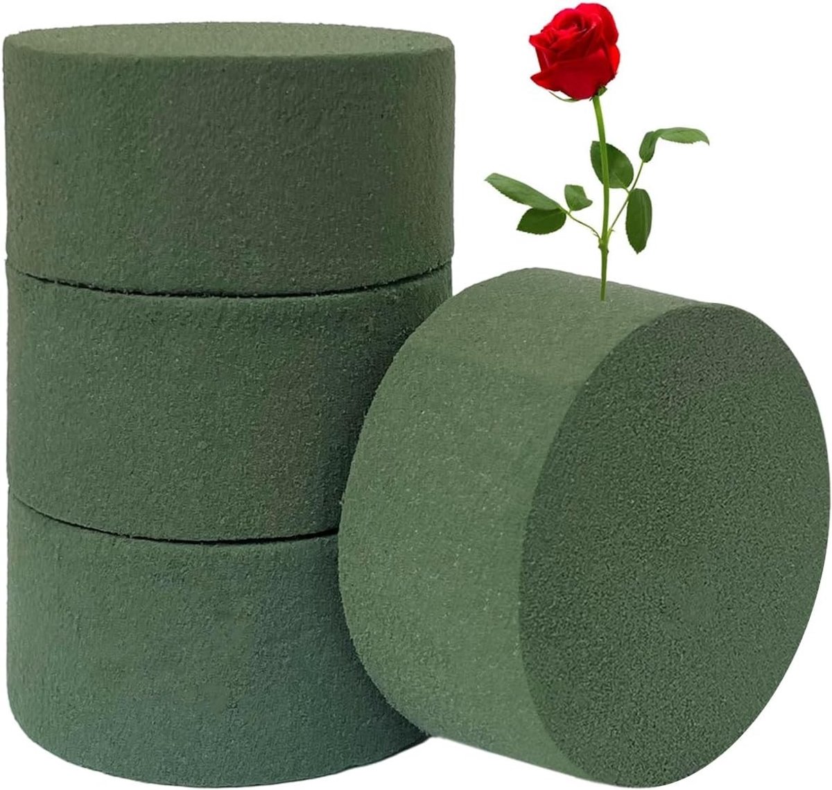 Solidchoice - Set van 4 Ronde Bloemen voor Boeketten - Groen Bloemsteekschuim voor Bruiloften en Decoratie