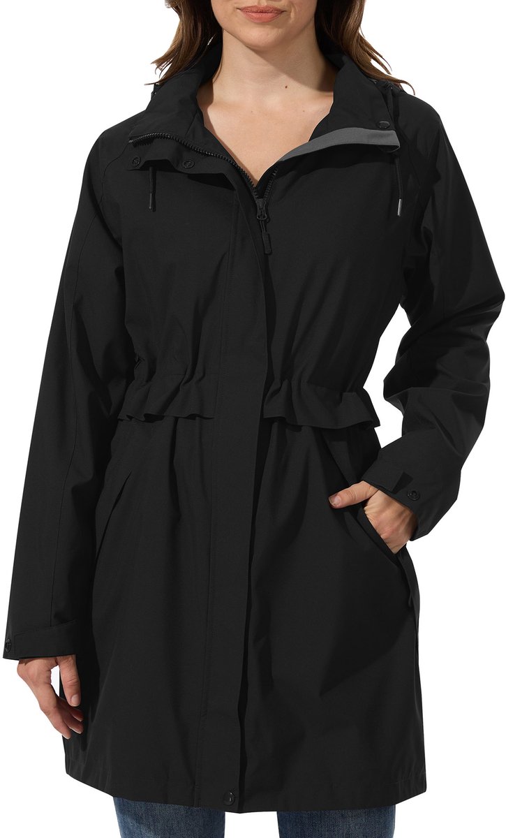 ATLASLAVA Regenjas Dames Waterdicht met Capuchon - Regenmantel - Ademende Jas - Lange Overgangsjas - Trenchcoat - Lente & Herfst - Maat S t/m 4XL