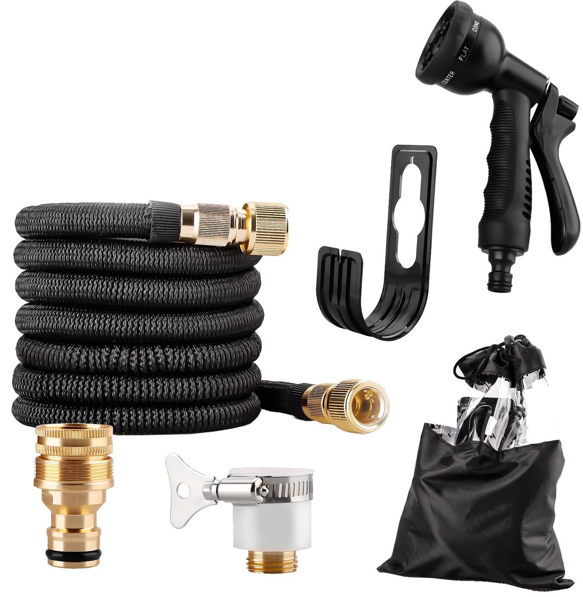 Solidchoice - Uitbreidbare Tuinslang met 8 Functies en Messing Spray Adapter 30 m