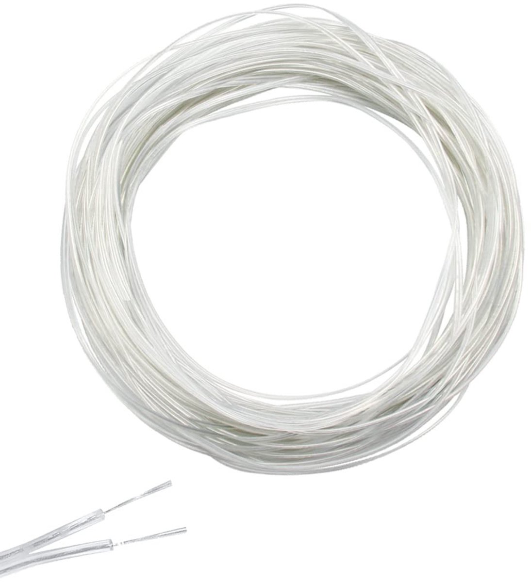 Solidchoice - 20m Duidelijke 2 Draad Kabel - 28AWG Max 12V PVC Voedingskabel