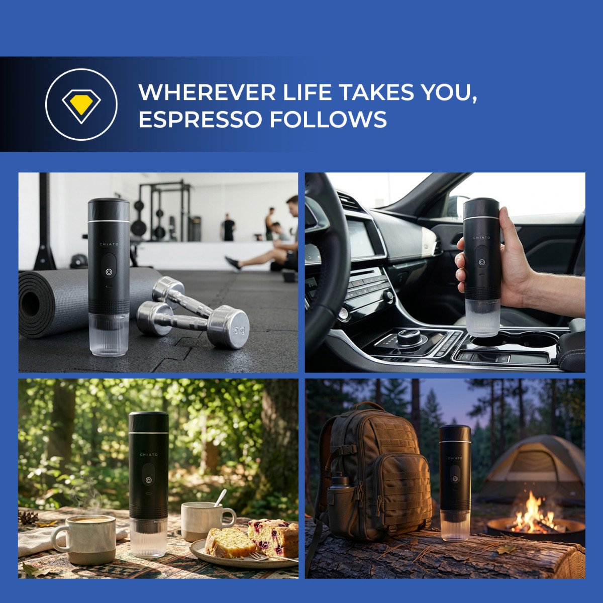 CHiATO brewPLAY Smart Draagbaar espresso apparaat – Zwart