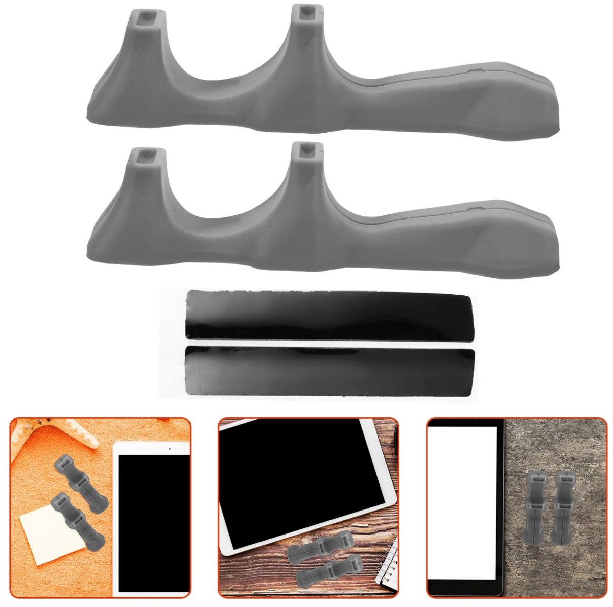 longziming -Tabletstandaard – 1 Paar Tablet Gaming Handgrepen – Siliconen Game Grip – Antislip Handvatten voor Tablet – Ergonomische Gaming Accessoires – Comfortabele Controller Grip – Grijs