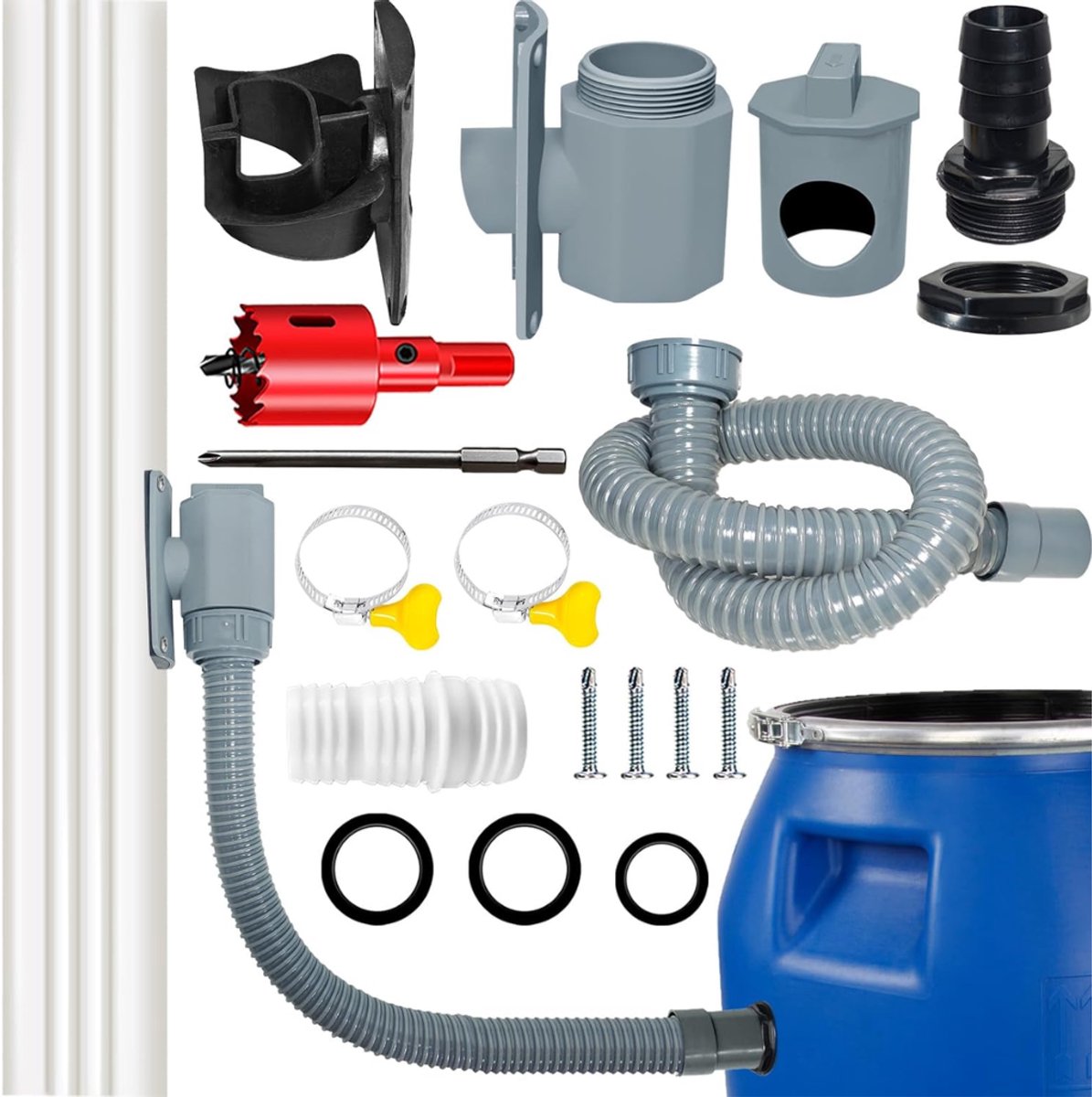 ZRNS® Regenton Vulautomaat - Regenwaterverzamelaar Regenpijp - Complete Set - 60-80 mm