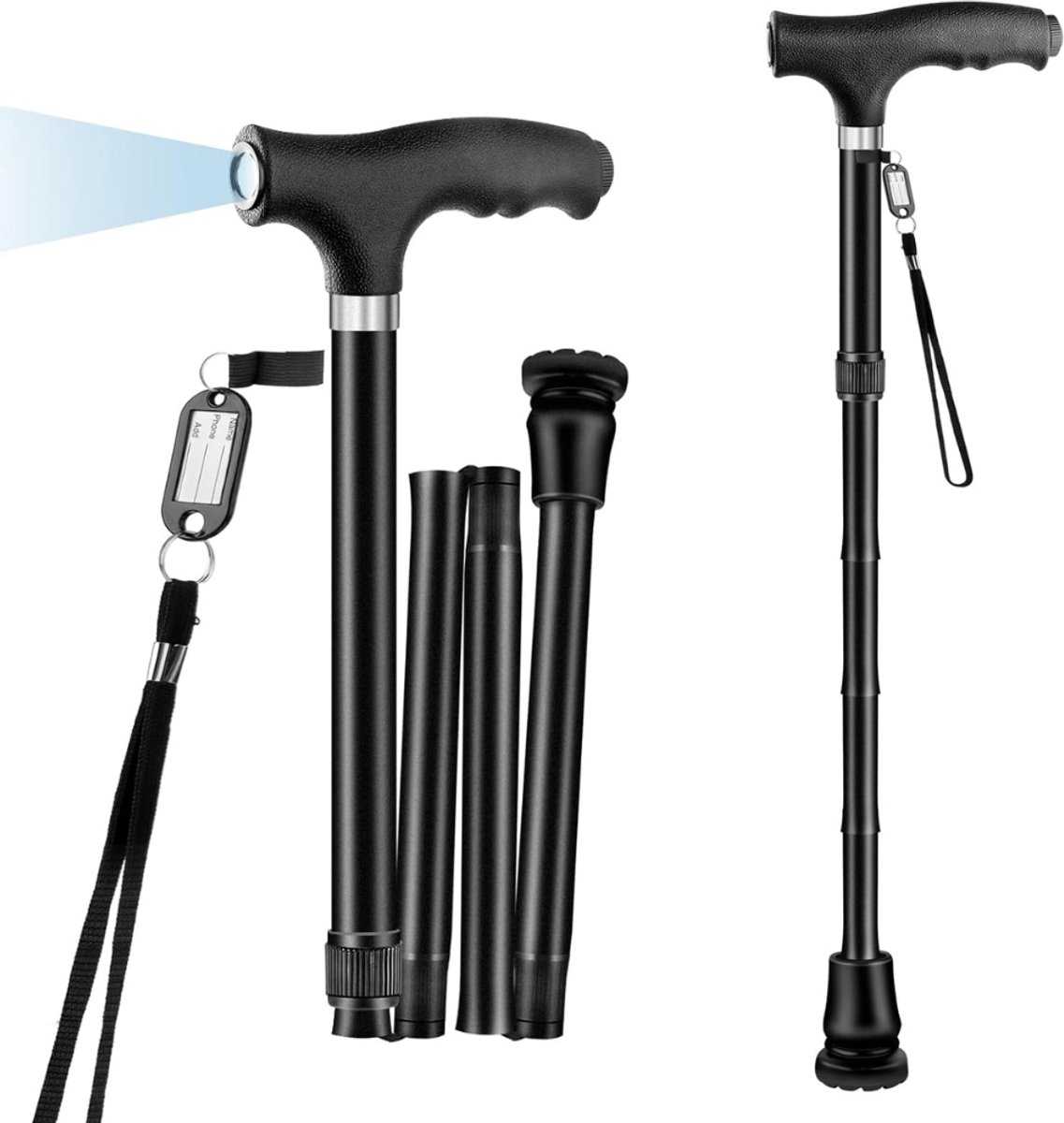 ZRNS® Wandelstokken - Verstelbaar & Opvouwbaar - Lichtgewicht - Anti-Schock - Walking Stokken - Met Licht